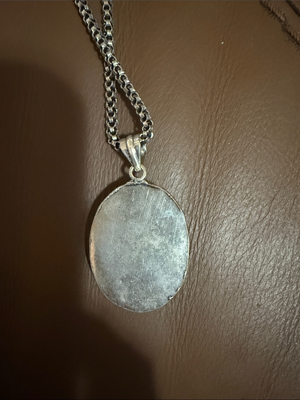 Turquoise Inlay Oval Pendant Necklace - Picture 3 of 3